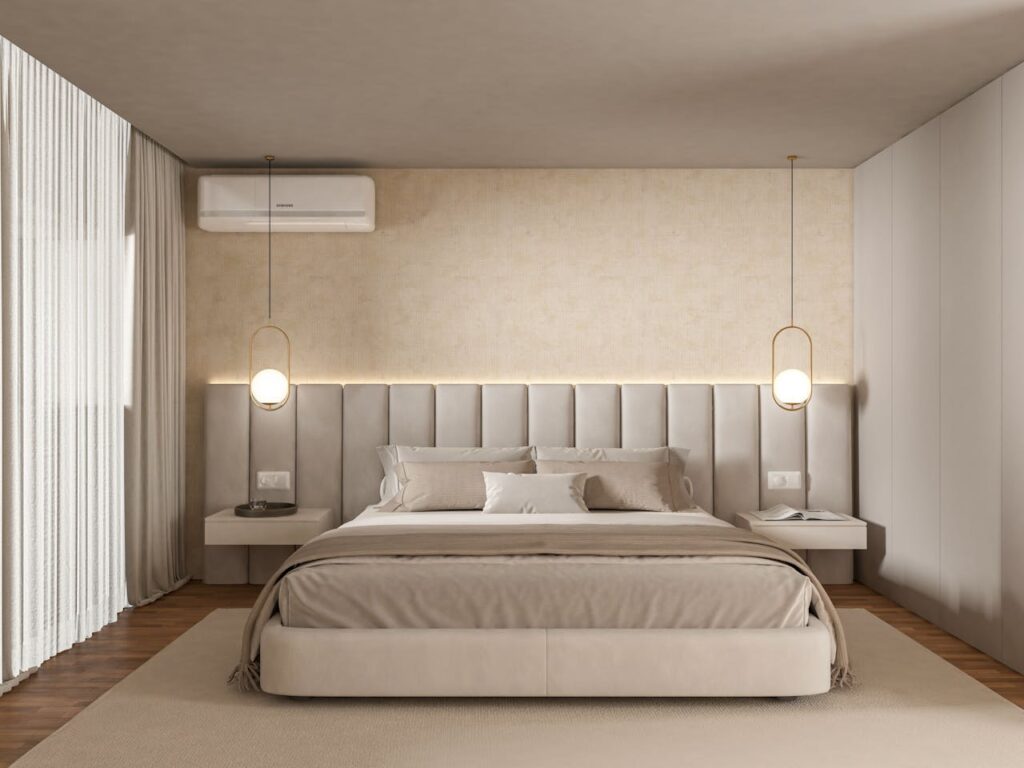 Beige and grey bedroom