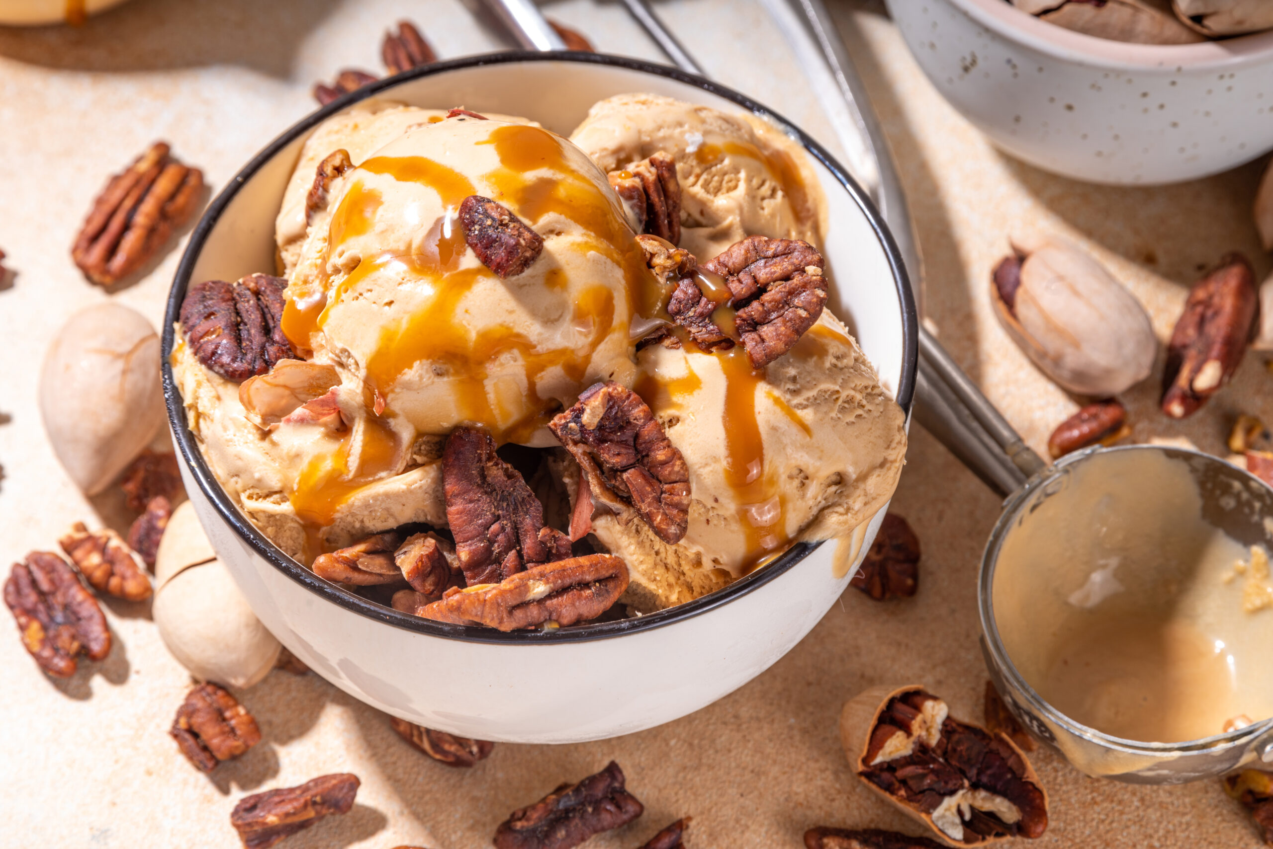 Pecan pie ice cream bowl