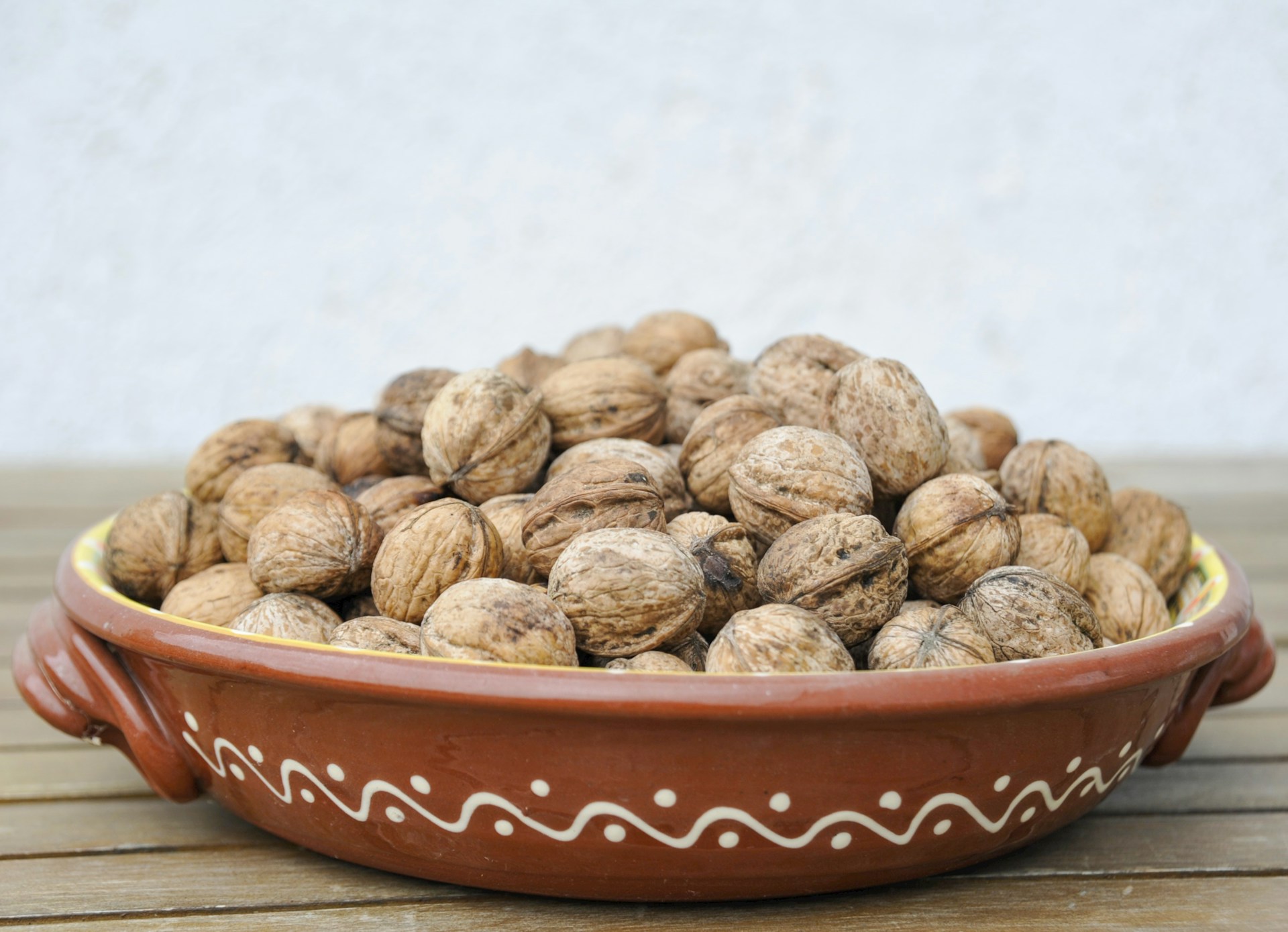 Shelled walnuts in a bowl