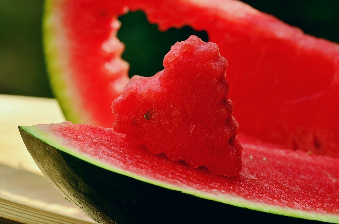 Watermelon shaped into a heart