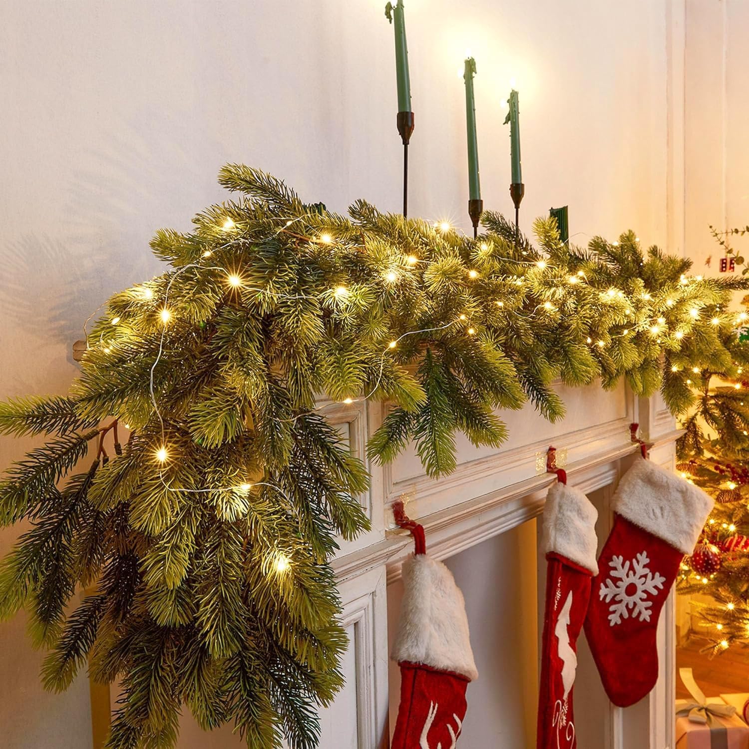 Amazon Christmas Decor: PARTY JOY Christmas Garland, Artificial Pine Cypress Garland