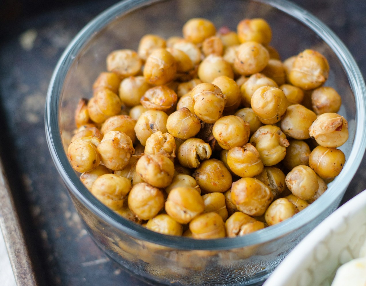 Roasted chickpeas in a bowl