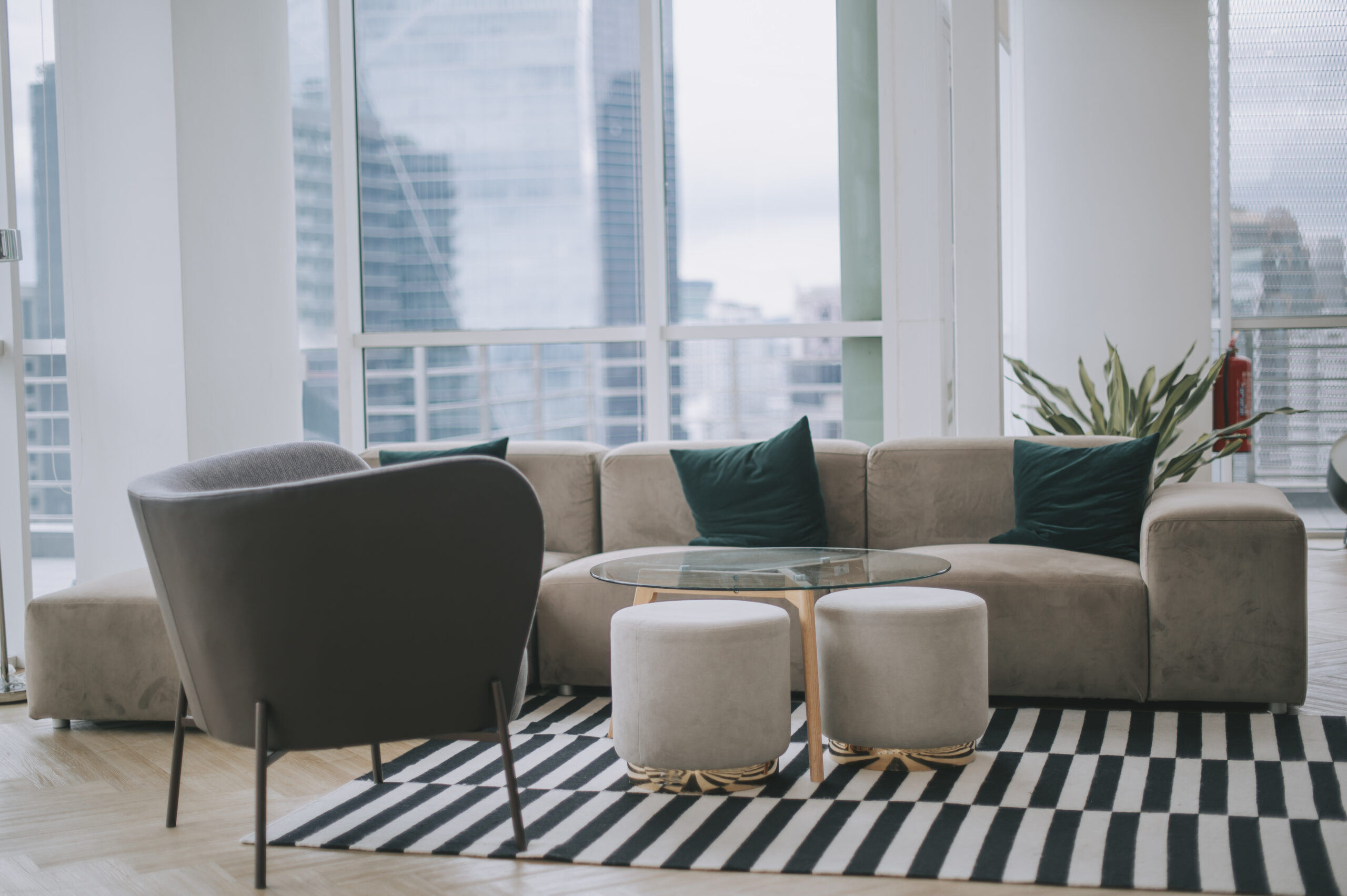 taupe and teal interior design