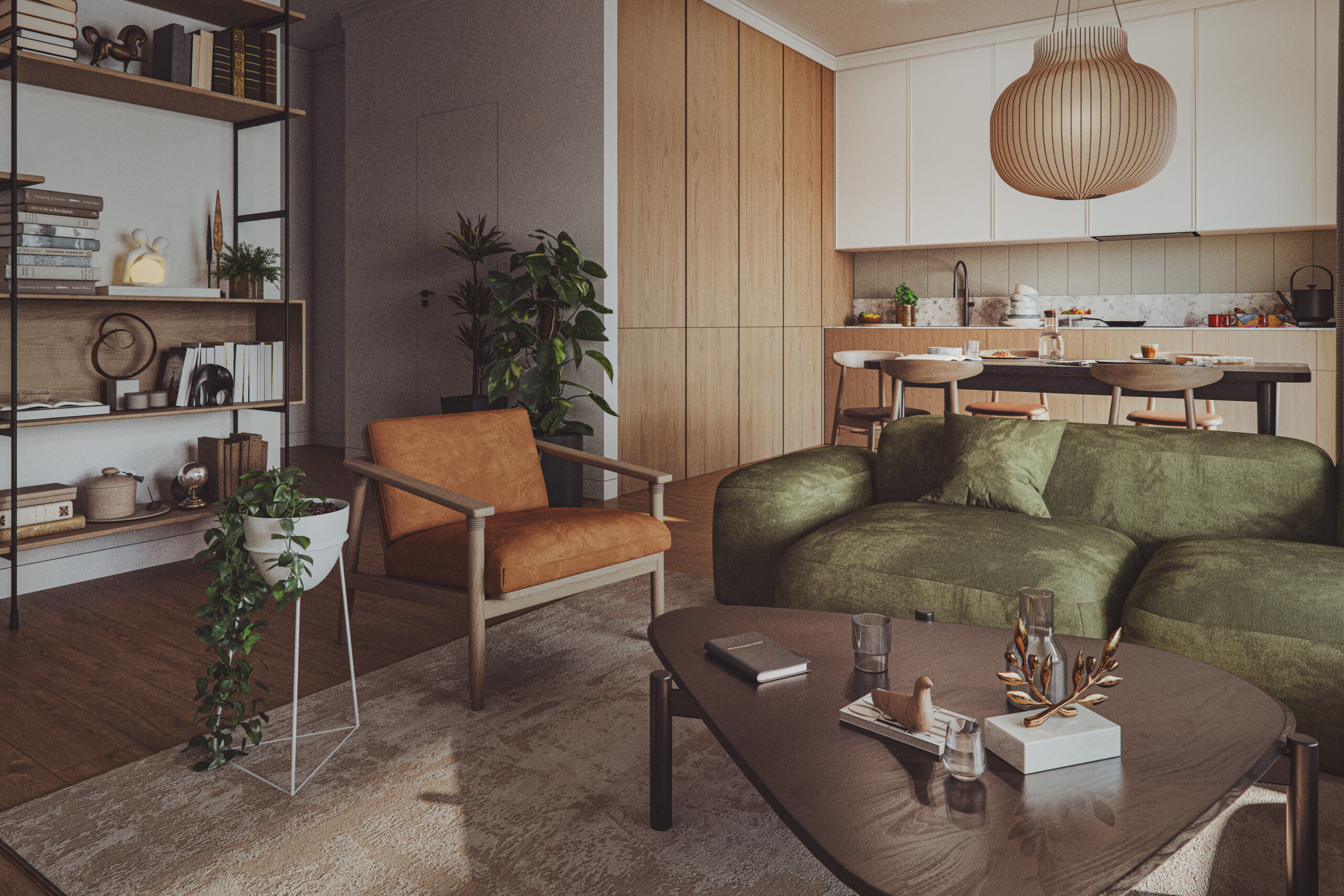 sage and warm copper interior decor