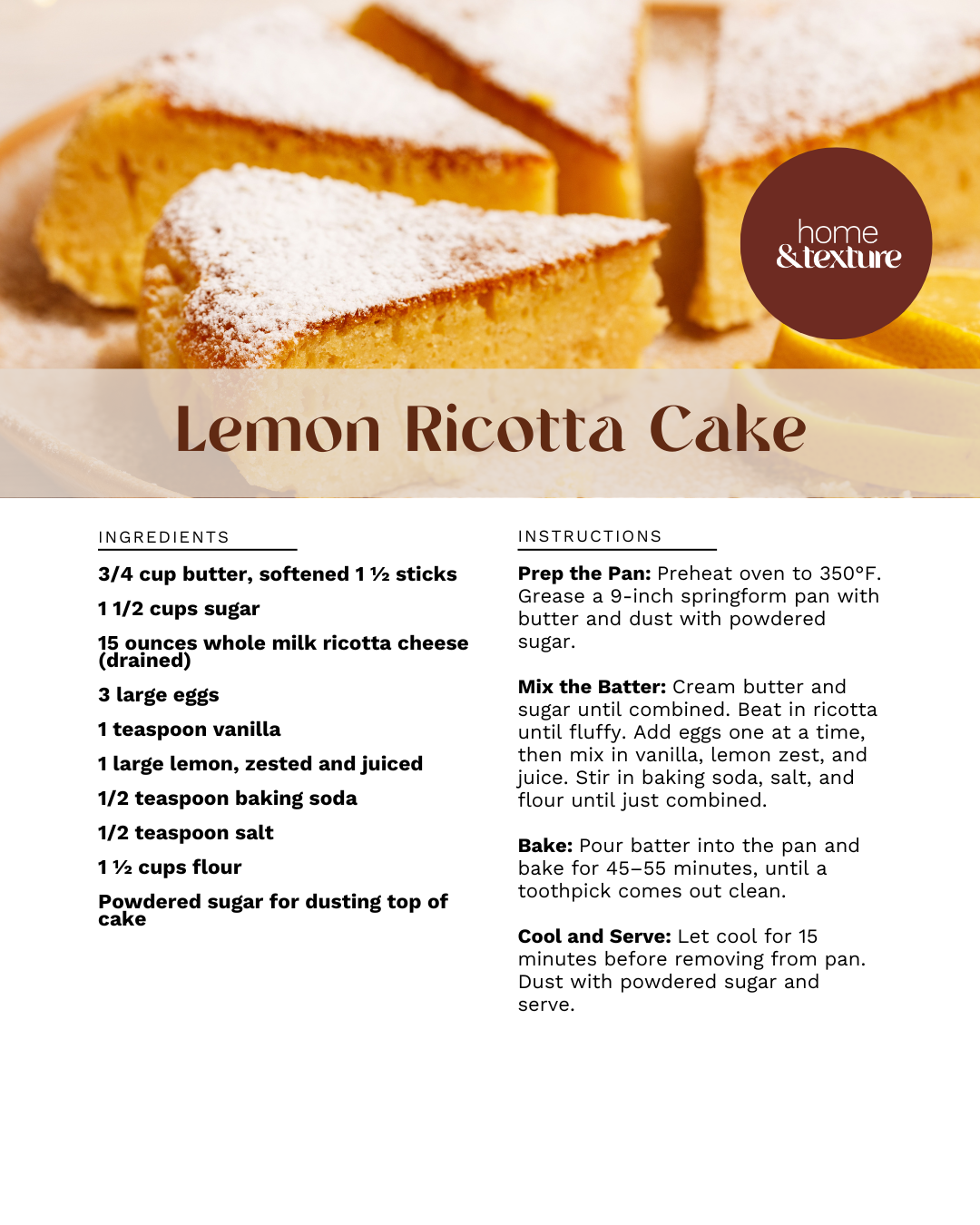 Lemon Ricotta Cake