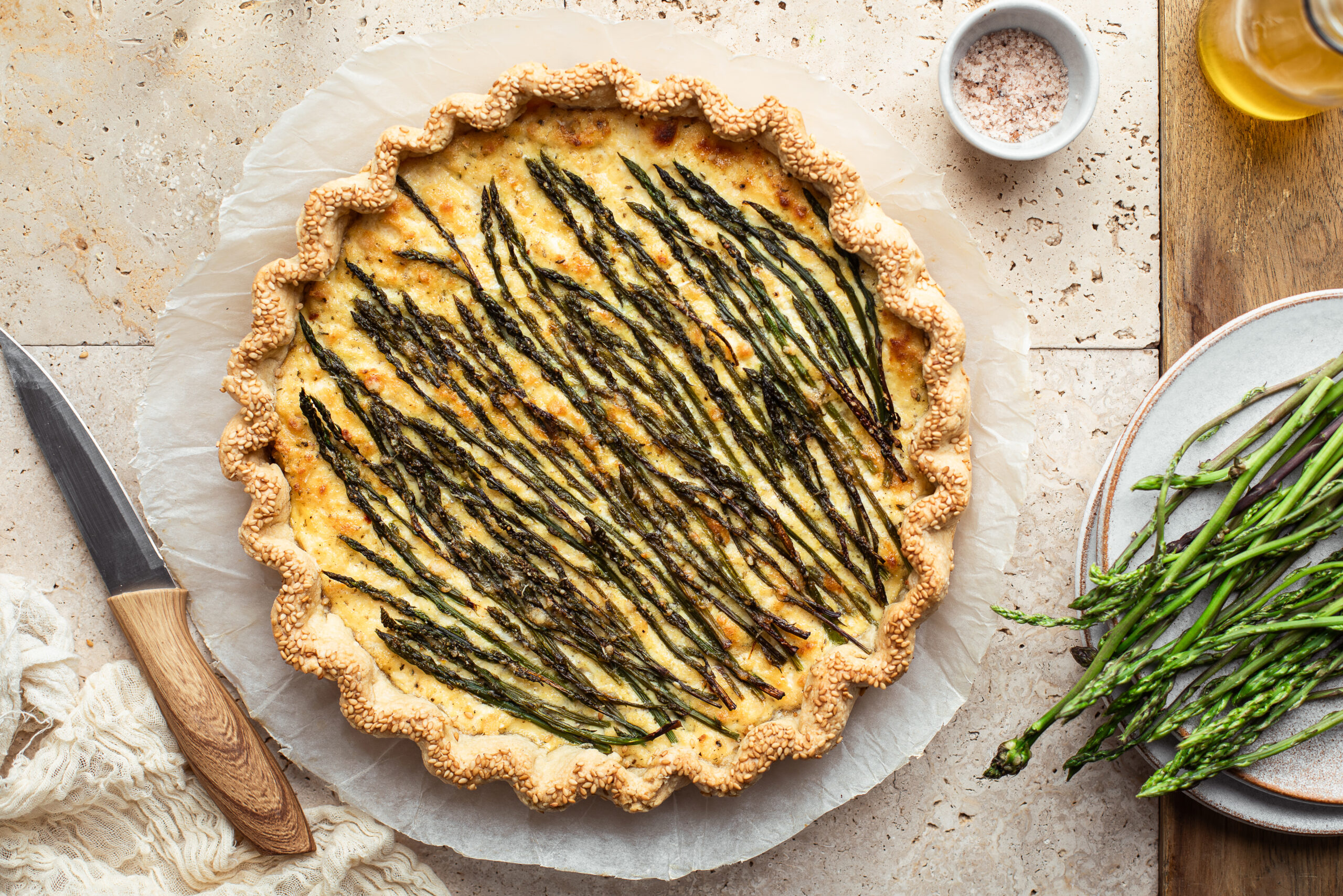 spring pea and asparagus tart