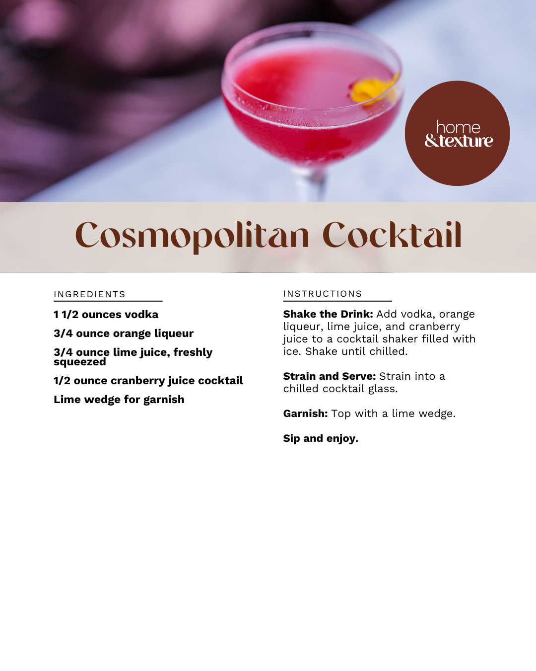 Cosmopolitan Cocktail