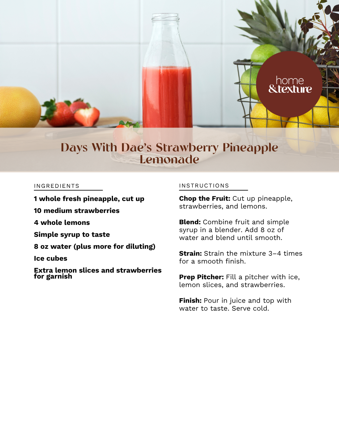 Days with Dae's Strawberry Pineapple Lemonade