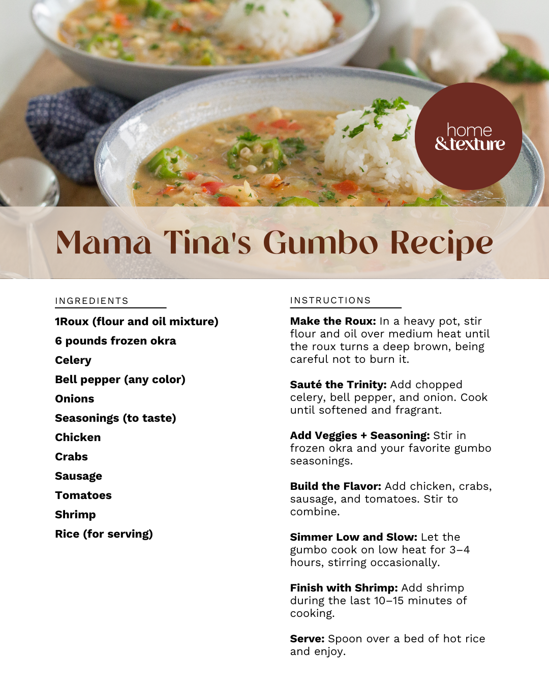Mama Tina's Gumbo Recipe