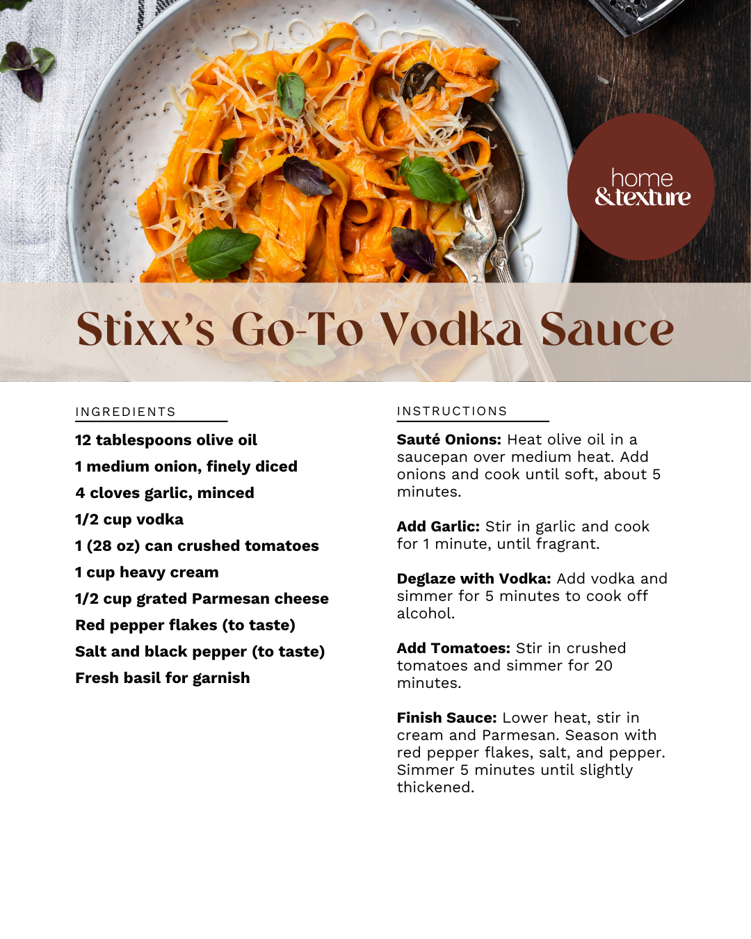 Stixx's Go-To Vodka Sauce