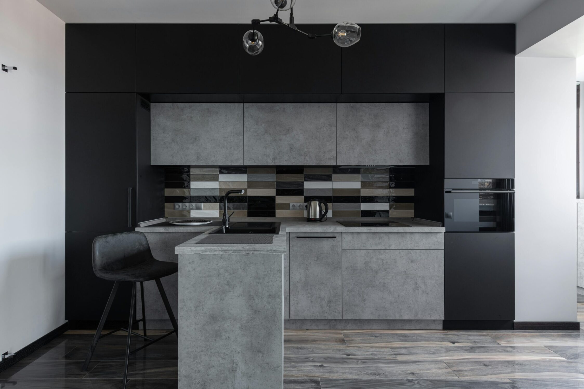 Dark gray kitchen cabinets 