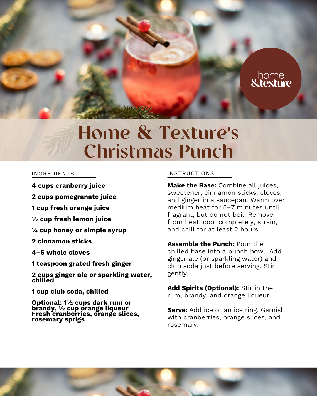 Christmas Punch Recipe Card